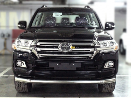 Дуга передняя по низу бампера радиусная d-76 с подгибами Toyota Land Cruiser 200 2015-наст.вр.